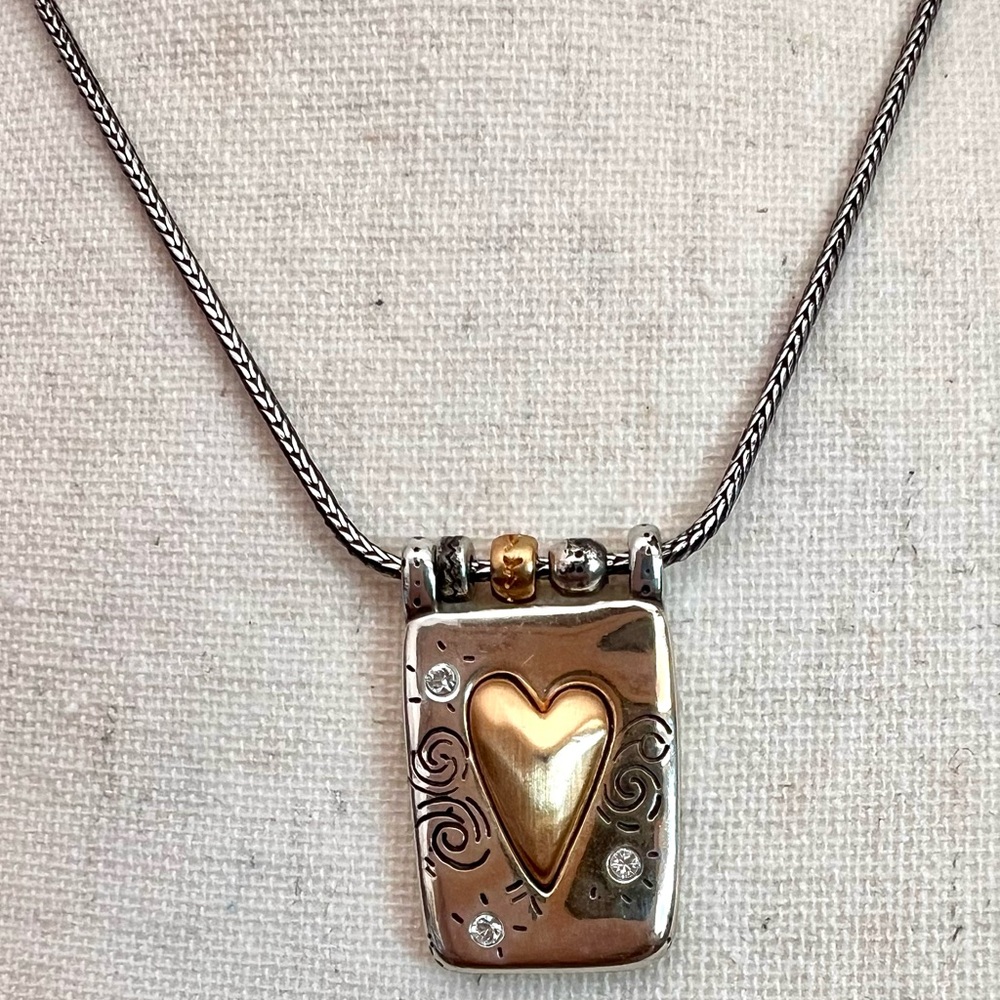 Brighton Necklace, Gold Plated Heart & Crystals & Sentimental Message